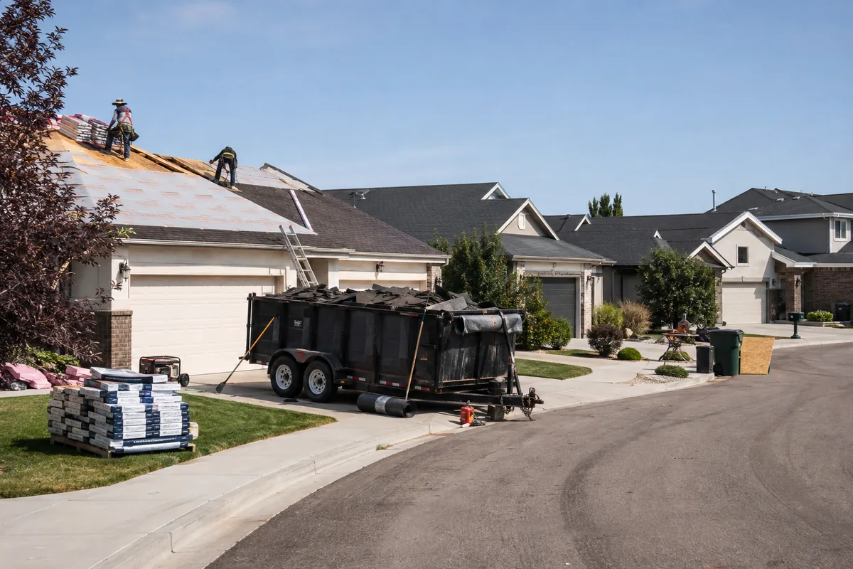 HOA Community Roof Replacement underway on a property in Boise, ID