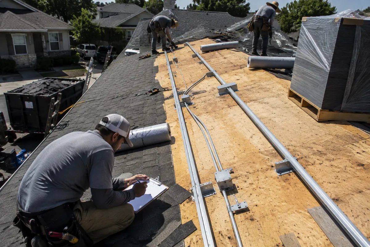Solar Panel Roof Replacement Coordination underway on a property in Boise, ID